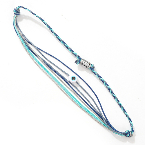 Pulseras de cuerda de cordón de ojo turco azul