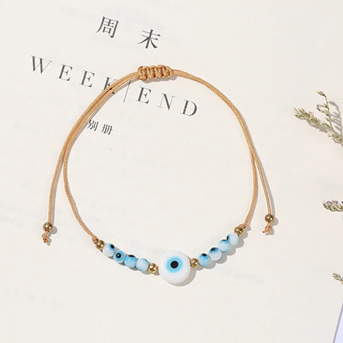 Pulseras étnicas de aleación con ojo turco, turquesa